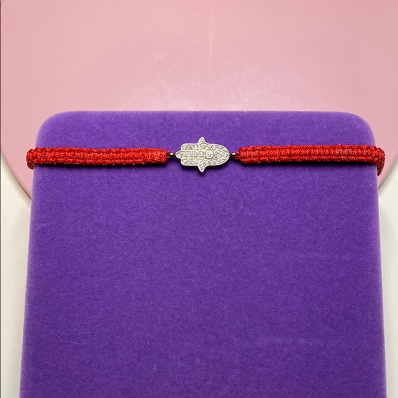 💛 Classic CZ Red Rope Hamsa Bracelet - Picture 2 of 6